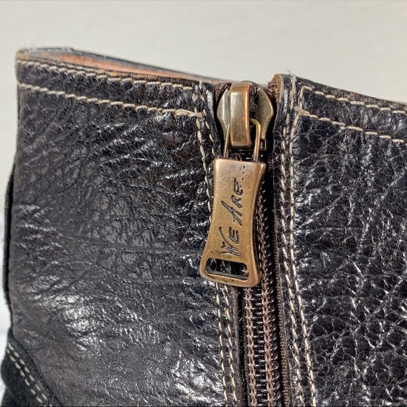 We Are The Original Men’s Dark Brown Distressed Leather Zipper Details Size main image 9